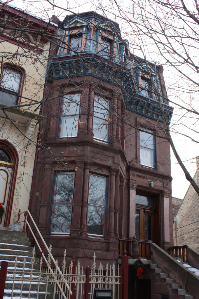 Walter M Pond House at 1537 W Adams St. is a Second-empire style mansion from around 1879 complete with Mansard roof.