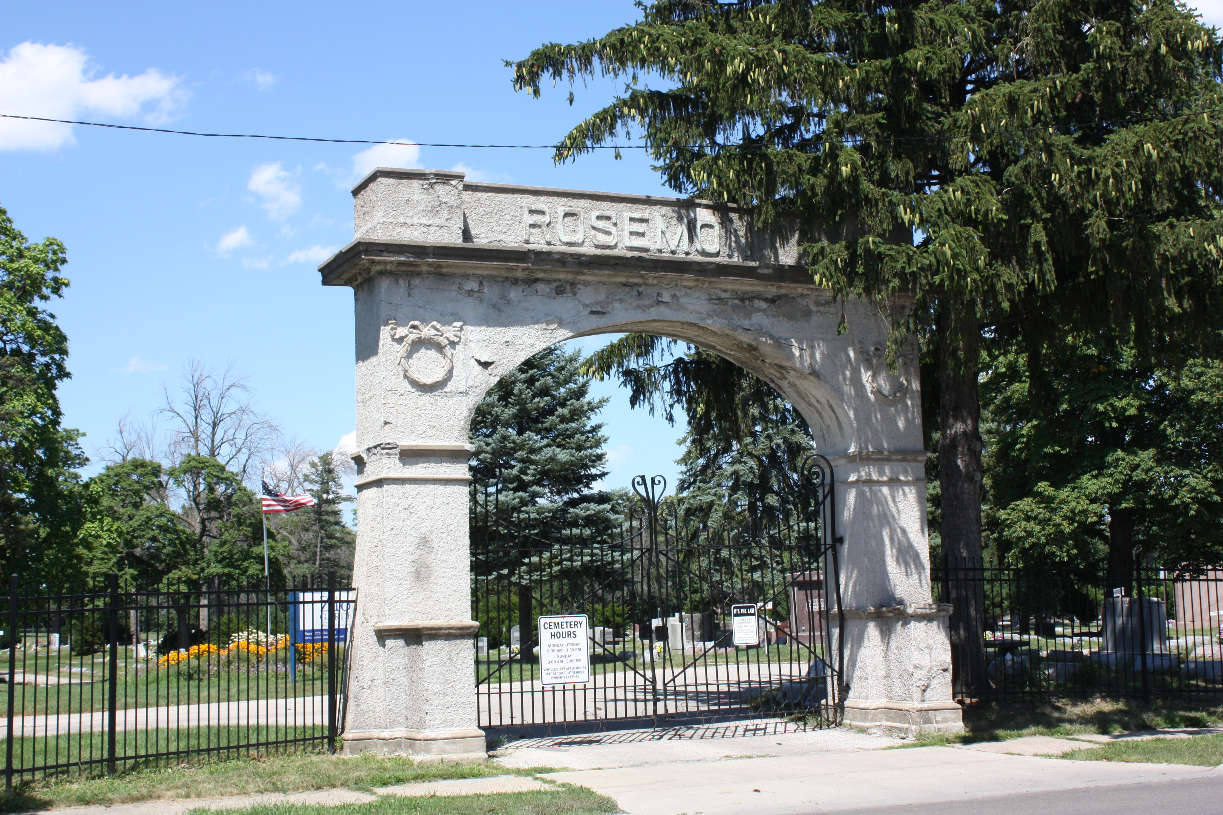 Rosemont Park Cemetery entrance gate