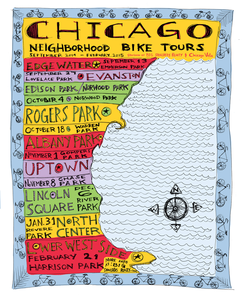 map of chicago neighborhoods poster