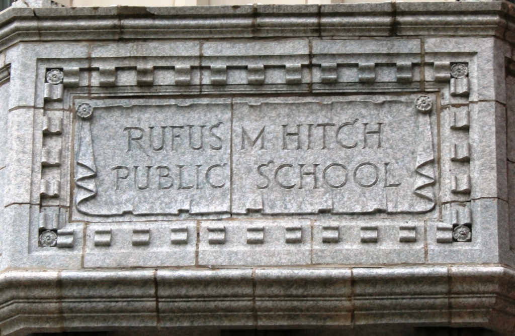 Rufus M Hitch Elementary, sign detail