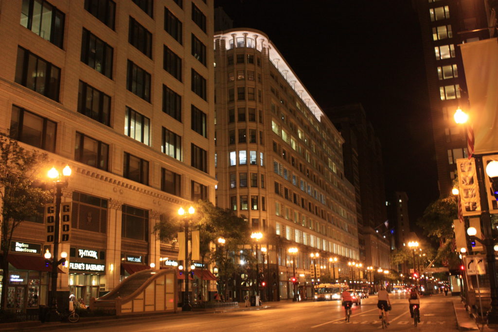 Biking Downtown Chicago at Night